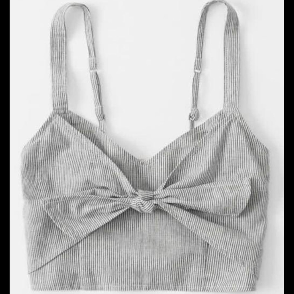 Abercrombie Striped Linen Blend Crop Top